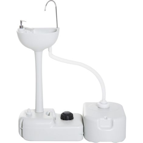 Évier de camping portable avec 2 roues, réservoir d'eau de 17 L et réservoir de savon de 2,5 L, 83 x 50 x 103 cm
