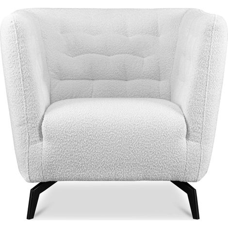 KONSIMO CORDI Eleganter Sessel auf Beinen aus Lammfellstoff, weiß (1/5)