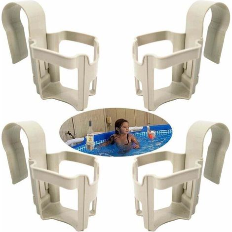 Pool-Getränkehalter: 4-teiliges multifunktionales Zubehörset mit Poolständer, Aufbewahrungskorb und abnehmbarem Getränkehalter für Sommerpartys, Strand und Badewanne