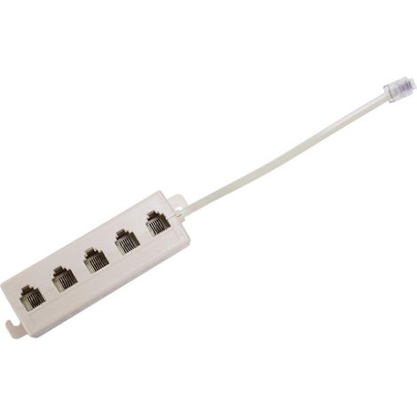 Beige RJ11 6P4C Male prise pour 5 Ports 6P2C Female Socket Phone Line Splitter adaptateur (1/5)