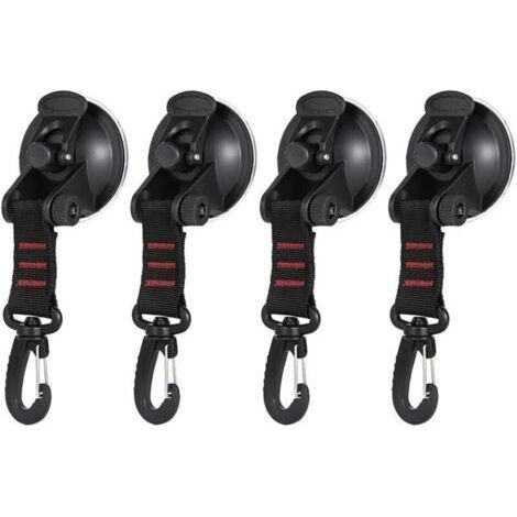 4 Pack Heavy Duty Suction Cups with Hooks for Attaching Car Side Awning, Boat, Camping Trap, Travel and Other Outdoor Activities (1/5)