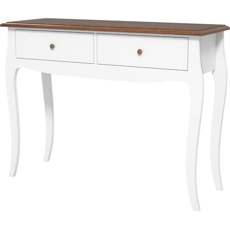 Console Jaruin moderne bois 2 tiroirs blanc marron foncé (1/5)