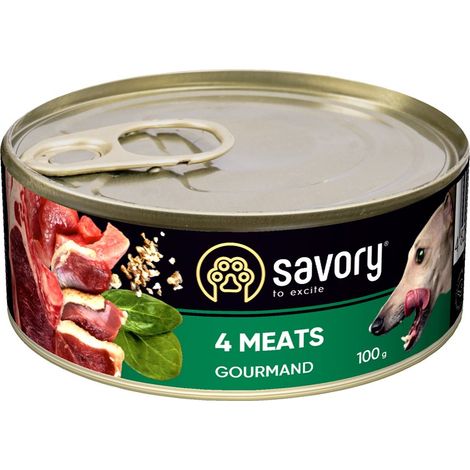 Comida húmeda sabrosa para perros adultos, 4 carnes, todas las razas, 100 g (1/2)