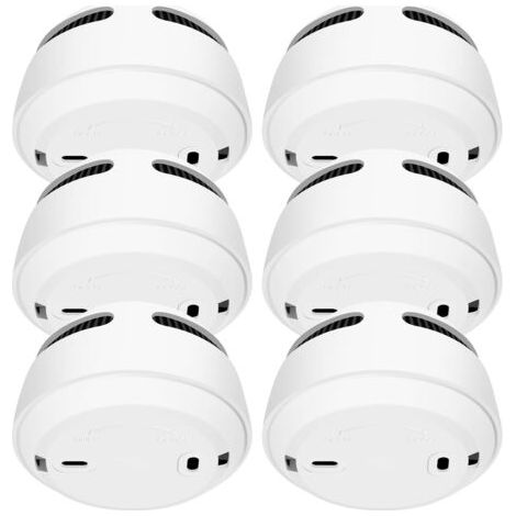 Détecteur de fumée, lot de 6 détecteurs de fumée, batterie 10 ans, alarme incendie, bouton test/silence, 85 dB, blanc (1/5)