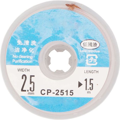 Mèche à dessouder sans résidu, tresse délicate pour circuits imprimés, 1,5 m, nettoyage facile CP 2515 (1/5)