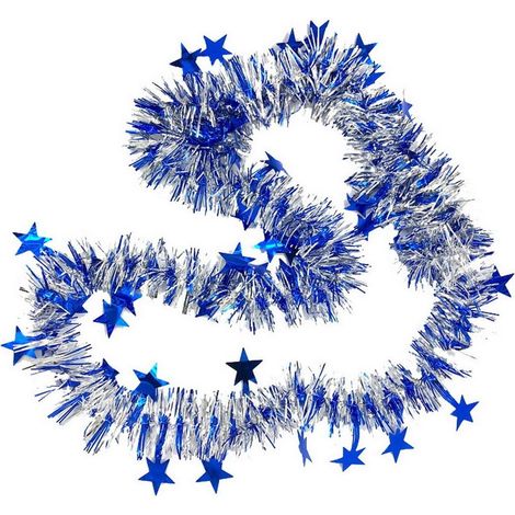 Guirlande de Noël EOZY, décoration d'étoiles pour sapin, 2 m, argentée (1/3)