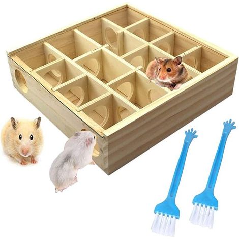 Hamsterspielzeug aus Holz: Schaukel und Labyrinth-Tunnel für Kleintiere (1/2)