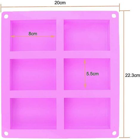 Moule à savon rectangulaire en silicone à 6 cavités pour la fabrication de savon et les loisirs créatifs - Lot de 2 (1/3)