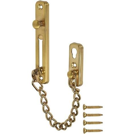 Türschlosskette aus Edelstahl mit Diebstahlsicherungsfeder, robuster, polierter Türriegel mit Schrauben, Gold