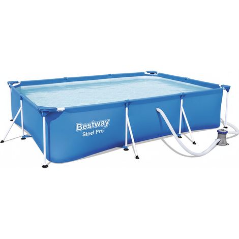 Bestway Rectangular Steel Frame Pool Set 9FT With Filter Pump