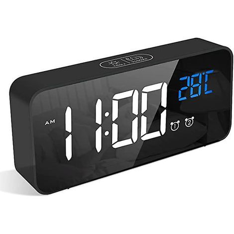 (Schwarz) Digitaler Wecker mit USB-Ladeanschluss, LED-Wecker mit Schlummerfunktion (1/5)