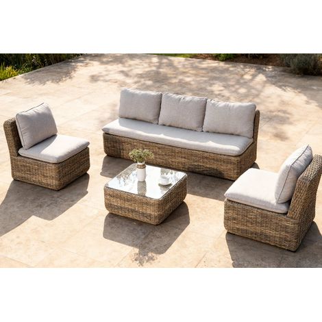 Sofa Set 4 Ratan Sintetico Aluminio 215X90X75