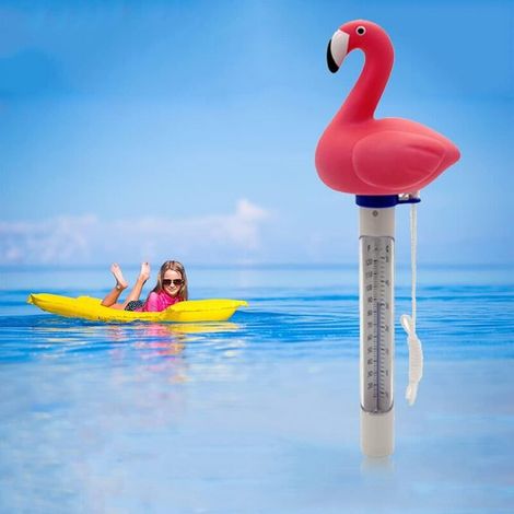 Thermomètre de piscine flottant en PVC – Plage de température 0-50°C – Lecture facile pour enfants – Design ludique en flamant rose (1/5)