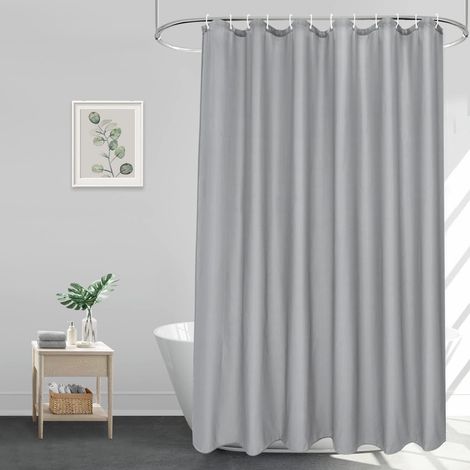 Duschvorhang Grau 180x200 Textil Wasserdicht Waschbar Anti Schimmel EurCross (1/5)