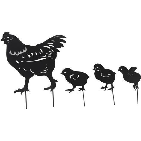 Metall-Gartendekorationsfigur – Hühnersilhouette – Niedliches Design – Langlebig (1/4)