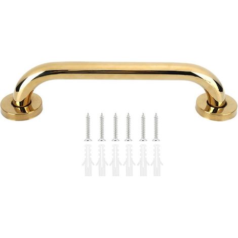 Barre de prise en acier inoxydable, barre de sécurité de salle de bain en or barre de main antidérapant porte-serviette antidérapant pour baignoire toilette 30cm (1/5)