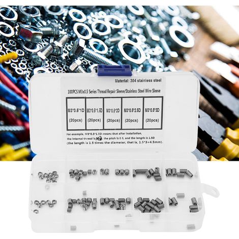 100 inserts de réparation de filetage en acier inoxydable pour vis filetées (n° 3) (1/5)