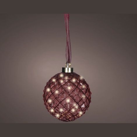 SFERA LUMINOSA MARRONE CON LED BIANCO CALDO DIAMETRO 20 CM DECO NATALIZA DA APP