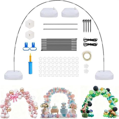 L'arche de ballons avec support mesure 3 mètres de long sur 2,7 mètres de haut. Sa structure est ajustable et elle est fournie avec un socle, ce qui la rend idéale pour les mariages et les fêtes d'ann (1/5)