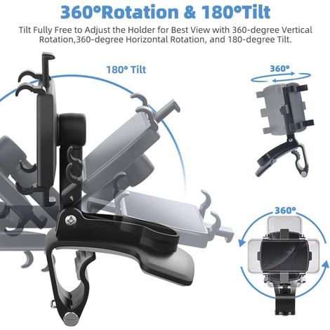 Support téléphone voiture à pince tableau de bord rotatif 360°, fixation réglable universelle pour smartphone, accessoire pratique pour navigation et conduite sécurisée (1/4)