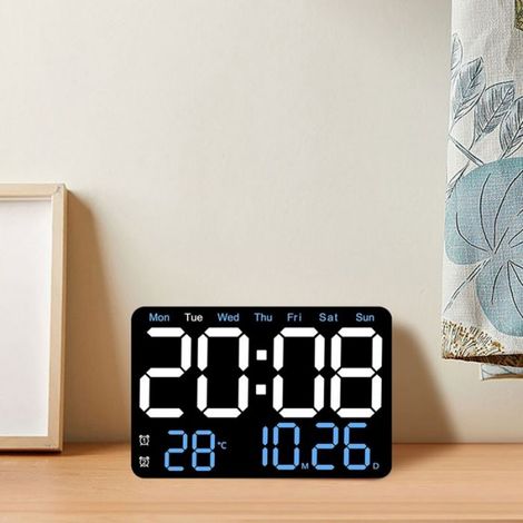 Horloge Murale - Affichage LED Date Température - Réveil Numérique Double Alarme - Pour Chambre Bureau - 1 Pièce (1/5)