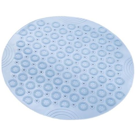 PVC Tapis de Bain de Massage Rond Tapis Douche Antidérapant Tapis de Salle de Bain Tapis de Douche Lavable en Machine Tapis de Baignoire avec Trous de Drainage et Ventouses,30x30cm,Bleu