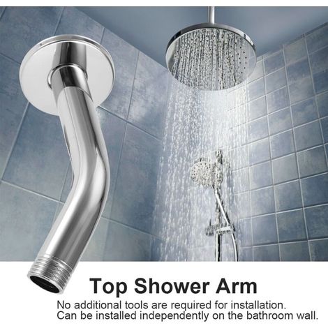 Bras de douche 6 pouces rond en acier inoxydable mural salle de bain plafond bras de douche (1/5)