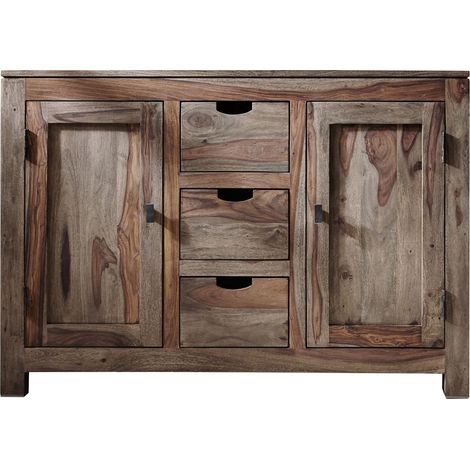 credenza in legno di Sheesham / palissandro 120x45x85 grigio scuro oliato NATURE GREY 83
