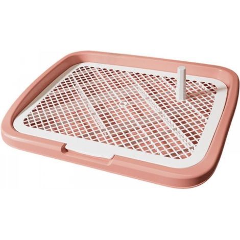 Bandeja rosa para orina de perro, 47 x 37 x 5,5 cm, 1 pieza, con columna, inodoro para mascotas con descarga (1/5)