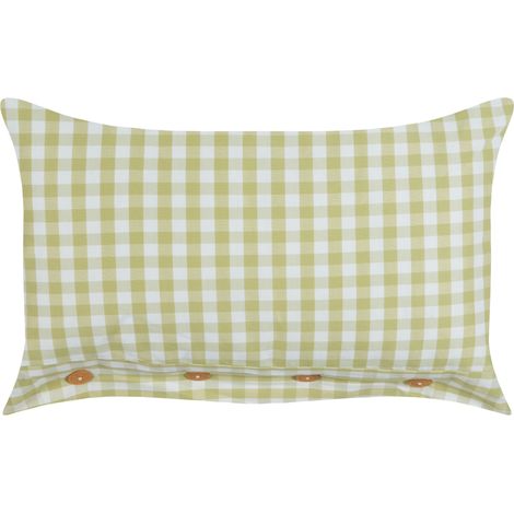 Coussin à Boutons Moderne Décoratif Accessoire 40 x 60 cm Vert Olive et Blanc Talya (1/5)