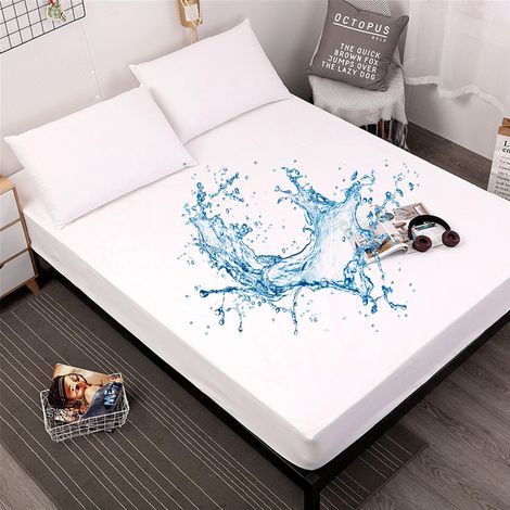 Drap Housse avec Grand Bonnet 30cm Matelas 1/2 Personnes, Imperméable Antidérapante de Doux Élastique Tout Autour Microfibre Drap-Housse Couleur Unie (Blanc,80x200cm) Blanc 80x200cm (1/5)