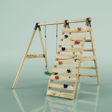 Rebo Glide Single Swing with Climbing Wall and Swing Seat � Lavender Baby Navy