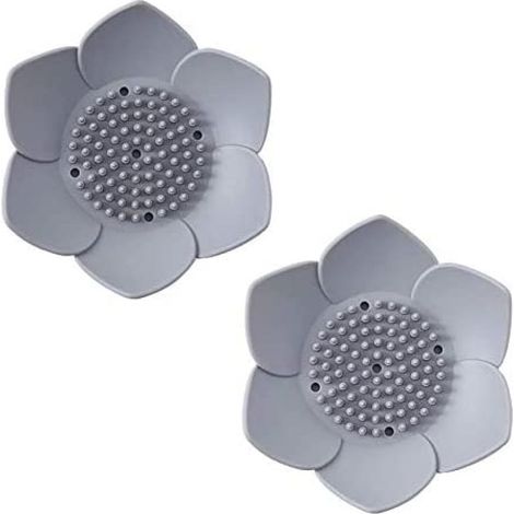 Porte-savon en silicone en forme de fleur de lotus, avec porte-savon et porte-éponge, pour salle de bain, douche et cuisine, lot de 2. (1/5)