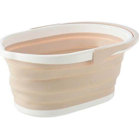 Seau Pliable en Plastique Beige 5L pour Nettoyage De Sols Accessoire Domestique Portable Idéal pour Serpillière Et Économie D'Espace (1/5)