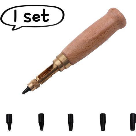 Perforatrice automatique pour cuir couleur bois naturel avec têtes interchangeables outil rotatif pour ceintures bracelets et travaux de maroquinerie (1/5)