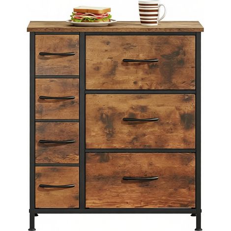 CHICFURN Aparador vintage 63,5 x 30 x 73 cm de madera de ingeniería y metal marrón negro (1/5)