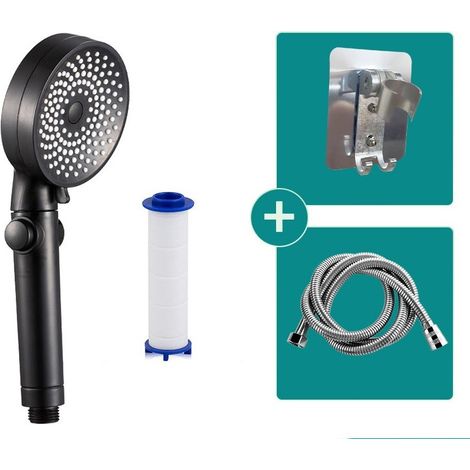 Flexible de douche noir, pour douchette et installation dans la salle de bain, idéal pour un remplacement pratique dans les installations sanitaires.-AquaForge (1/5)