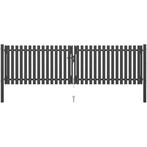 vidaXL Portail de jardin en acier 400x75 cm anthracite (1/4)