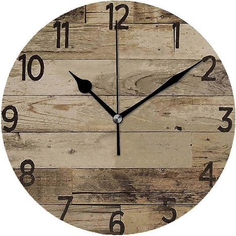Horloge murale numérique vintage de 40 cm, design rond moderne et silencieux, en bois, idéale pour la chambre, l'école, le salon, la cuisine, la maison ou le bureau (kaki, 40 cm). (1/5)