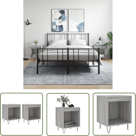 The Living Store Nachttische 2 Stk. Grau Sonoma 40x35x50 cm Holzwerkstoff - Nachttisch - Beistelltisch - Wohnzimmermöbel - Grau - Holzmöbel (1/5)