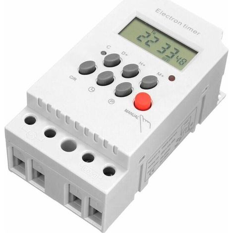 AC 220V 25A minuterie programmable numrique Rail Din minuterie lectronique contrleur de commutateur de temps avec horloge d\'affichage LCD - blanche - blanche (1/4)