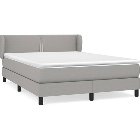 Maison Exclusive - Sommier à lattes de lit avec matelas Gris clair 140x190cm Tissu (1/5)
