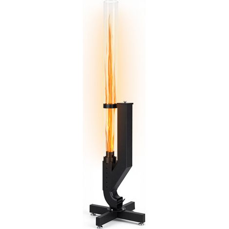 TolleTour Pellet Feuersäule 138 cm Feuerrohr mit Borosilikatglas Ø 8 cm, Pelletfackel für Garten & Terrasse, Schwarz (1/5)