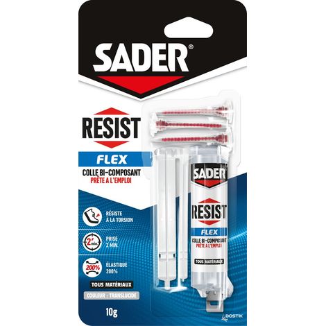 Adesivo epossidico bicomponente Sader Resist Flex per riparazioni, siringa da 10 g SADER (1/4)