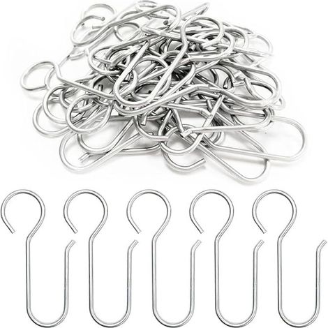 100 Pièces Crochets à Rideaux en métal,Crochets de Rideaux,Crochets agrafes pour Rideaux,pour Rideau de Fenêtre,Rideau de Douche(64 36mm) (1/5)