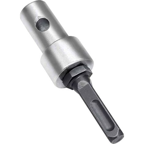Round shank drill bit adapter for garden drills with earth auger conversion kit, 2 slots and 2 holes, for cordless drills, SDS Plus, rotary hammers (1/5)