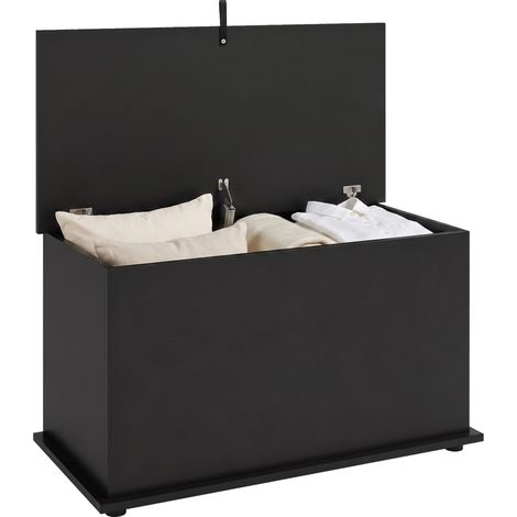 HOMCOM Storage Chest with Safety Hinged Lid, 102L Storage Box, Black (1/5)