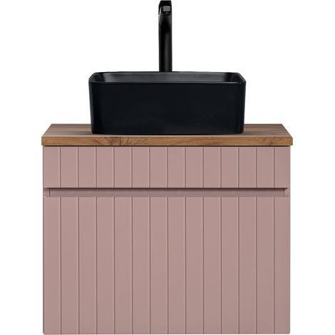 Waschtischunterschrank 60 cm Aufsatzwaschbecken schwarz IRAKLIO-56-ROSE rosa Eiche Nb., B/H/T ca. 60,4/61,5/46 cm (1/5)