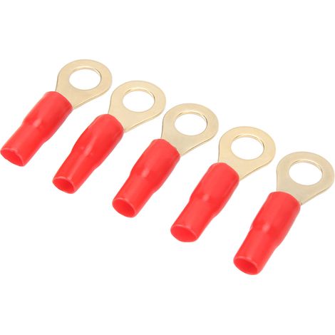Lot de 50 cosses annulaires en laiton, connecteurs de câblage avec gaine thermorétractable, calibre 8. (1/5)