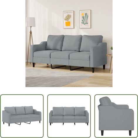 vidaXL Wohnzimmersofa - 3-Sitzer-Sofa Hellgrau 180 cm Stoff (1/5)